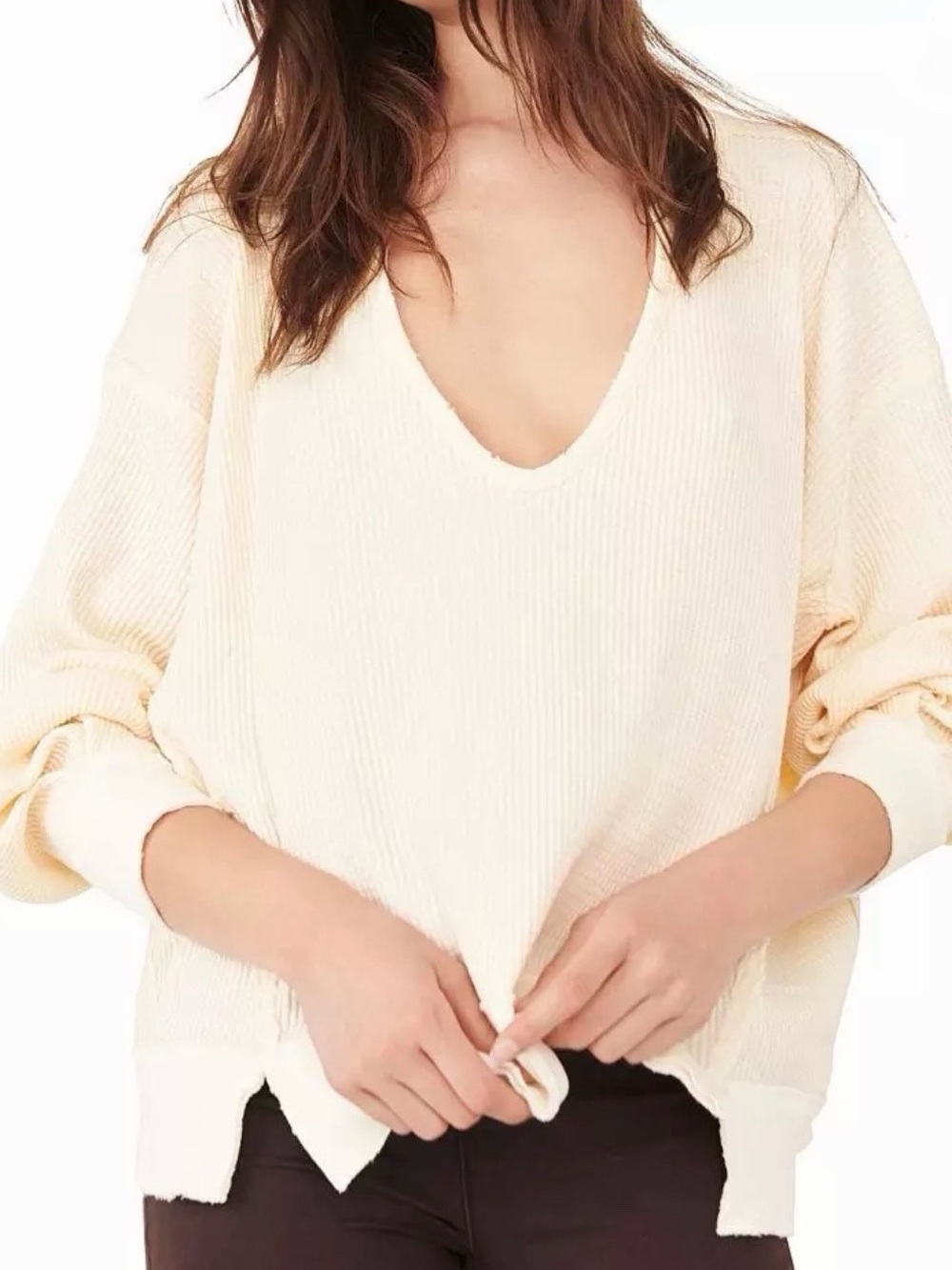 Free People Buttercup Thermal Blouse Light Yellow Boho Whimsical Hippie Earthy